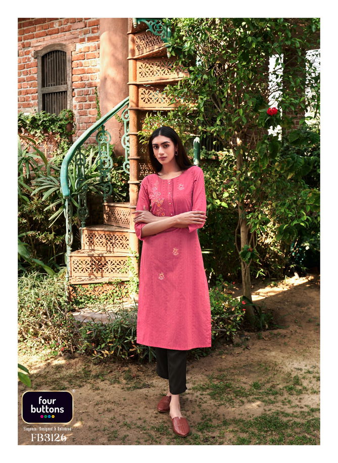 Four Buttons Tarz Fb3121-Fb3126 Wholesale Cotton Kurtis Catalog